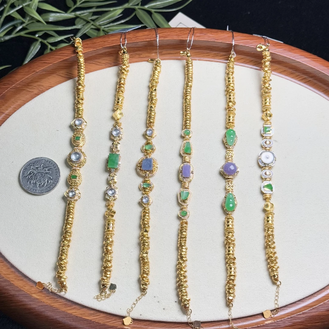 思懿珠宝 足金＋18k翡翠手链-19800-2-ZGM-多样性发一(紫色有色差）