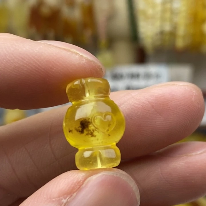 琥珀未镶嵌裸石微瑕花粉卡11.8