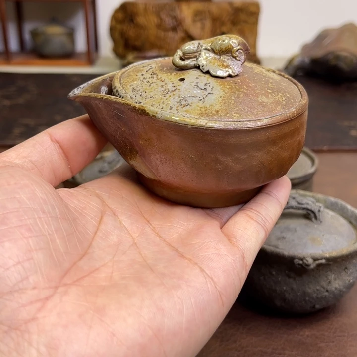 备前烧作品初代木村陶峰，微瑕