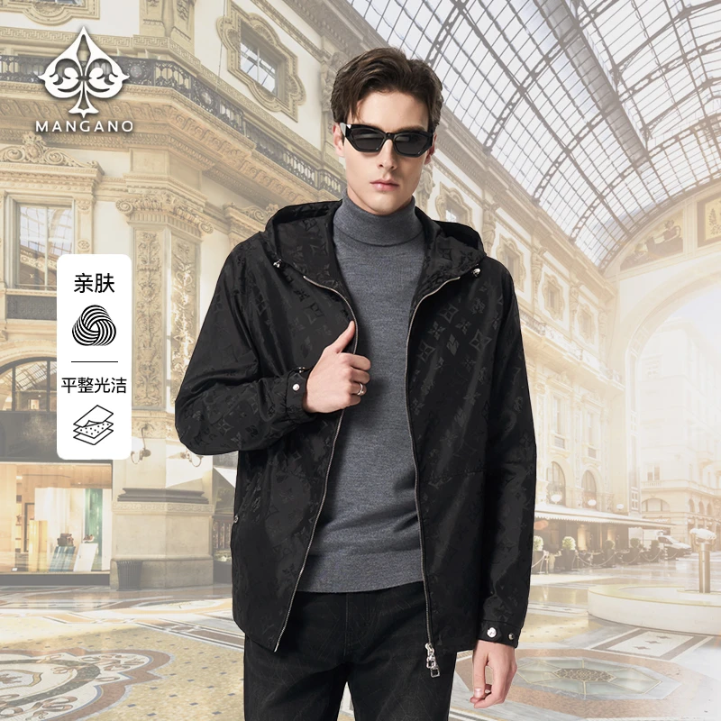 【经典满印LOGO】曼加龙25秋时尚潮流连帽休闲夹克外套男士|2232166