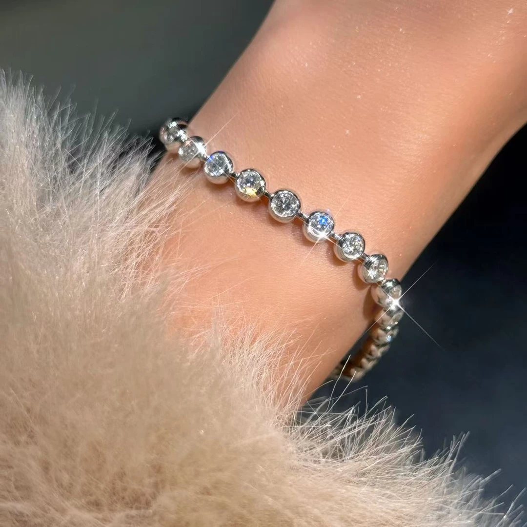 QANNA【豪华满钻泡泡】【大钻单钻】轻奢豪镶天然钻石时尚钻石手链AY