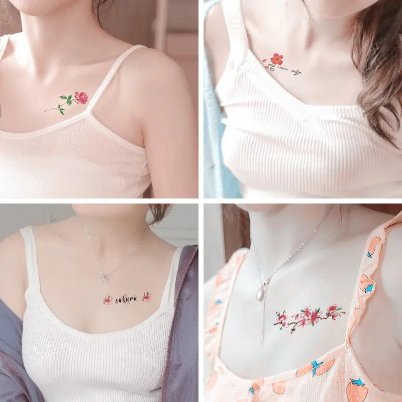 锁骨性感纹身贴防水女持久韩国仿真ins风网红彩色小图案身体贴画