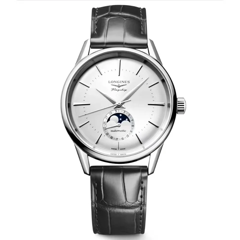99新 Longines/浪琴 L4.815.4.72.2/四针月相新款815/38.5表径