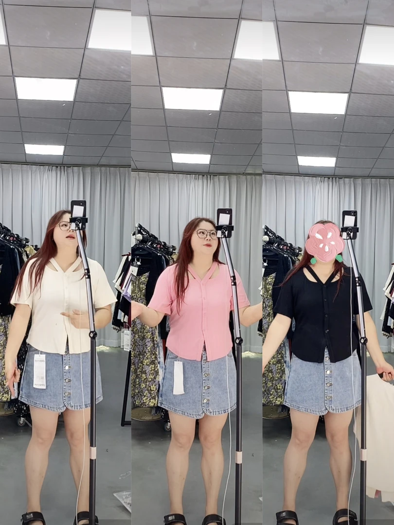 3138（40 42）短袖排扣纽扣甜美清新薄款气质显瘦