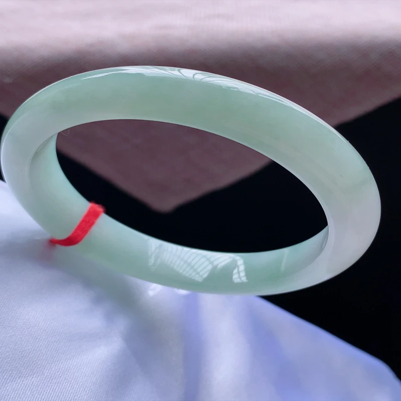 57圈25041冰糯种水润飘绿翡翠正圈手镯子平安镯玉环种水润 a28