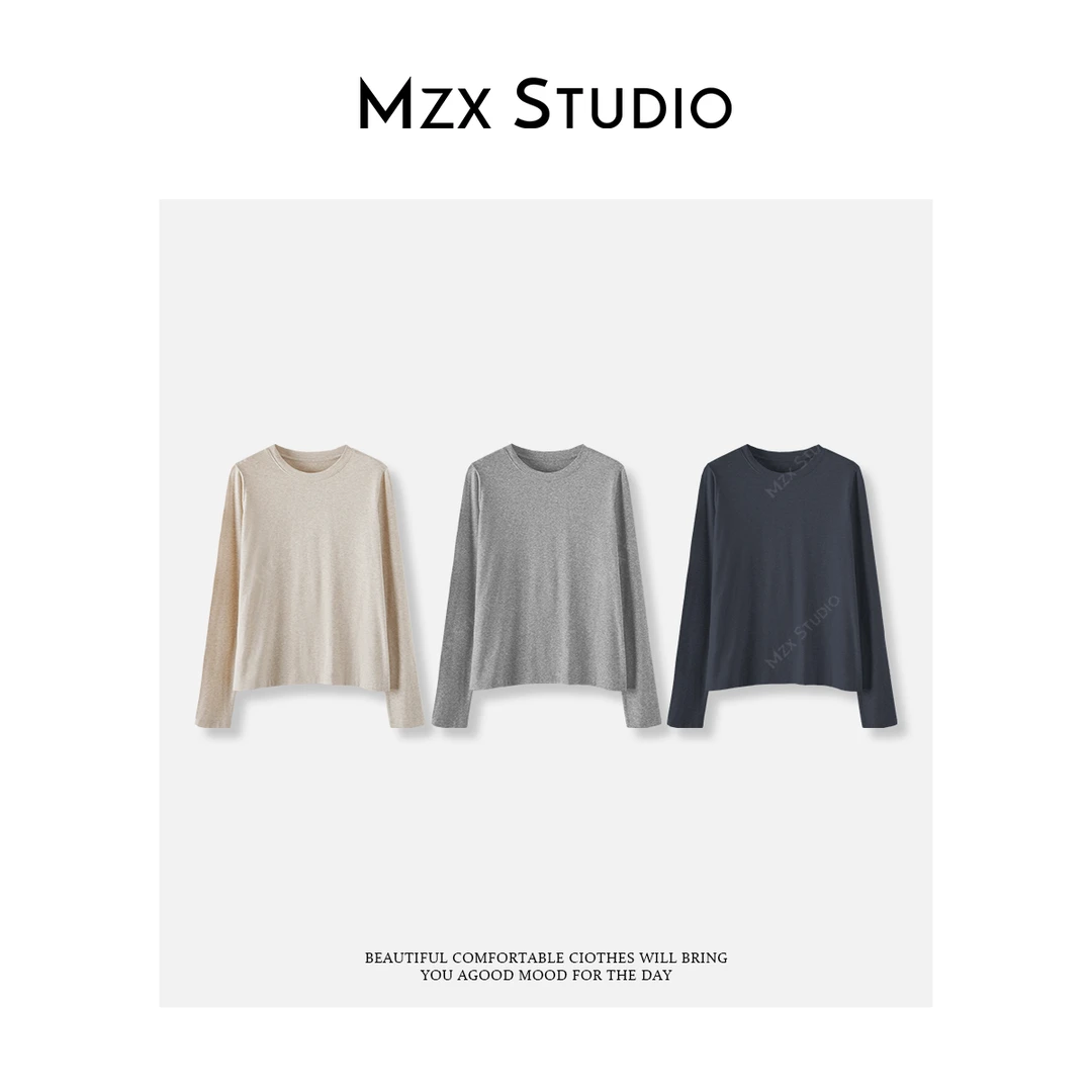 MZX 秋季圆领百搭款正肩常规版长袖T恤上衣 SY10601-P