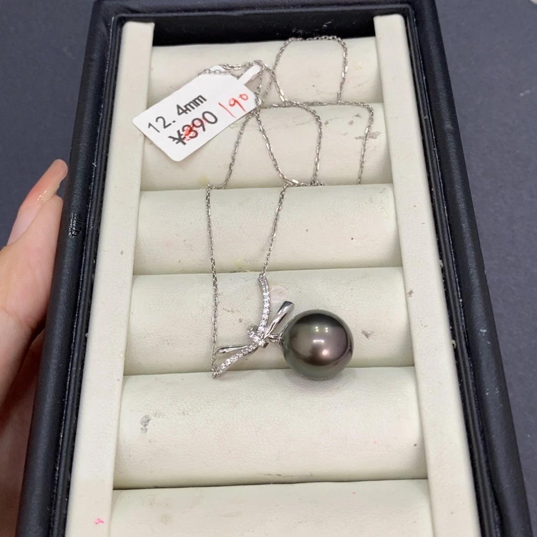 银S925镶嵌颈饰海水珍珠清**雾大溪地项链不退不换忙