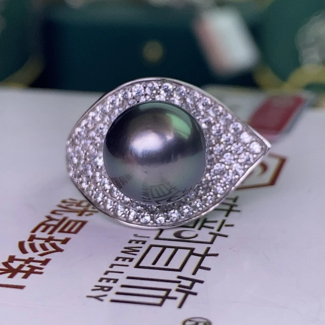 银S925镶嵌戒指海水珍珠