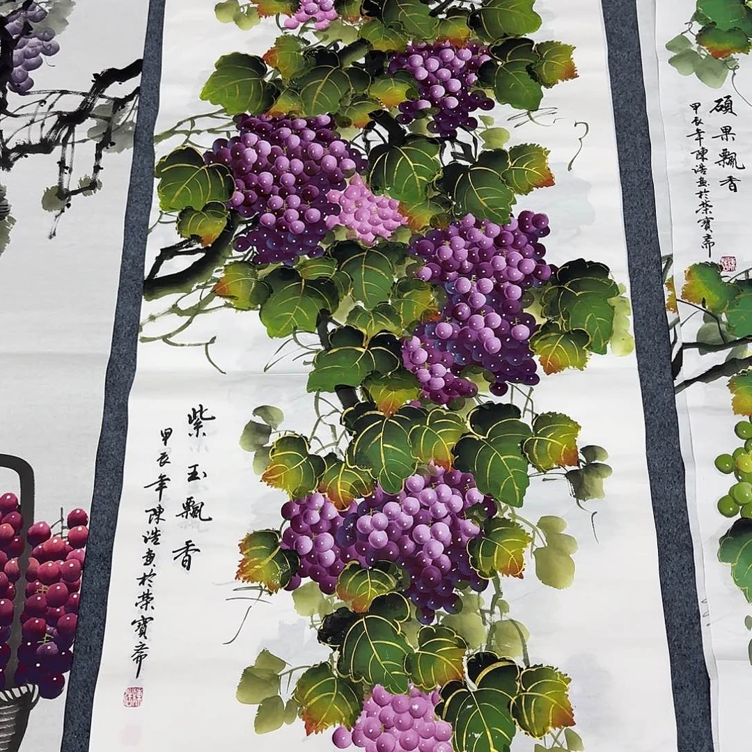 国画尺寸70X138手绘作品 