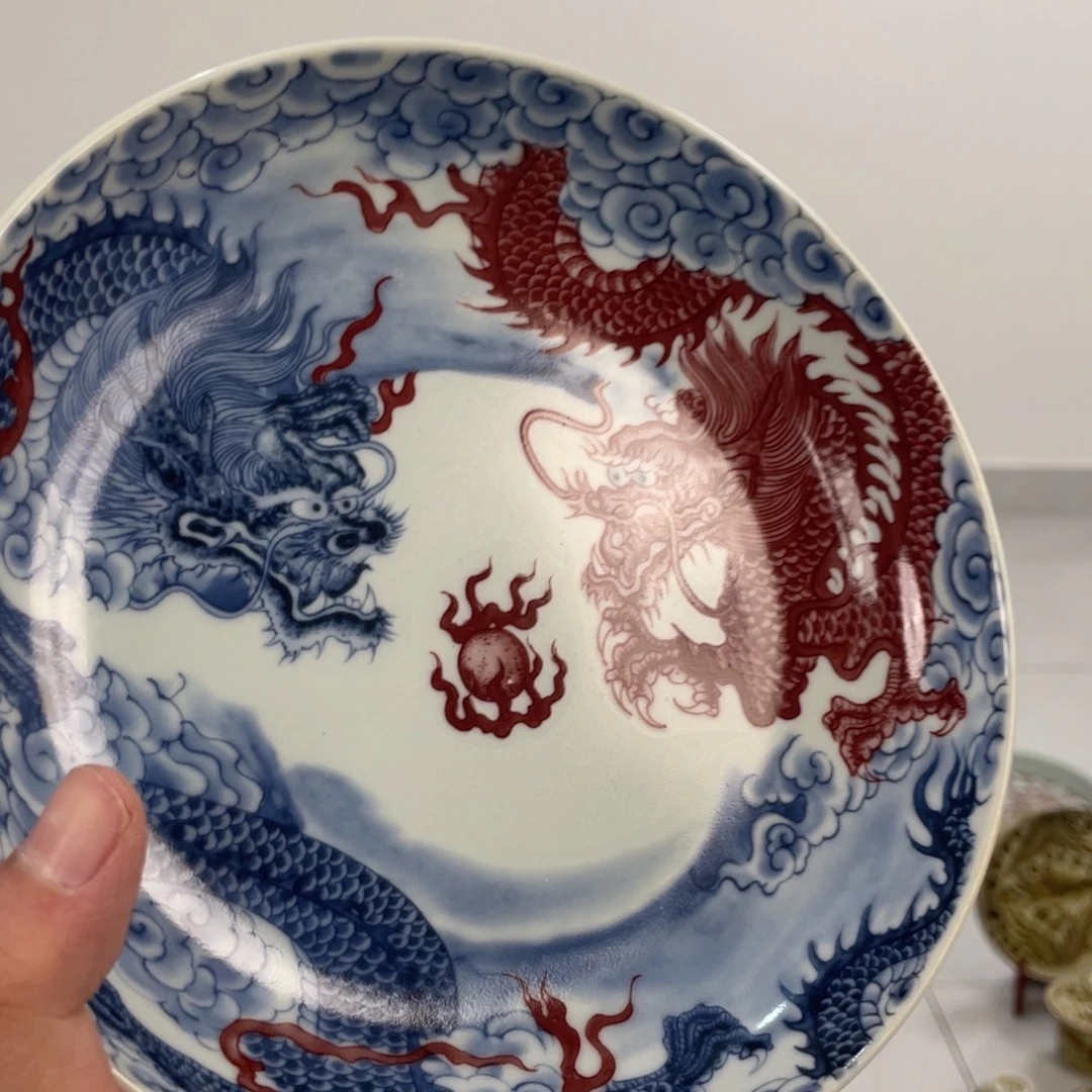 瓷片景德镇双龙戏珠大壶承新款