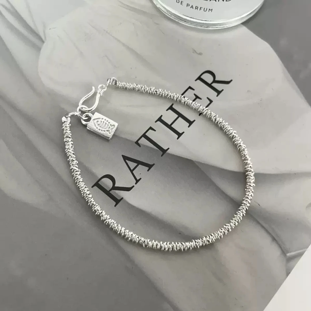 足银手链 足银手工鱼骨盘缠女士轻奢小众高级感手饰