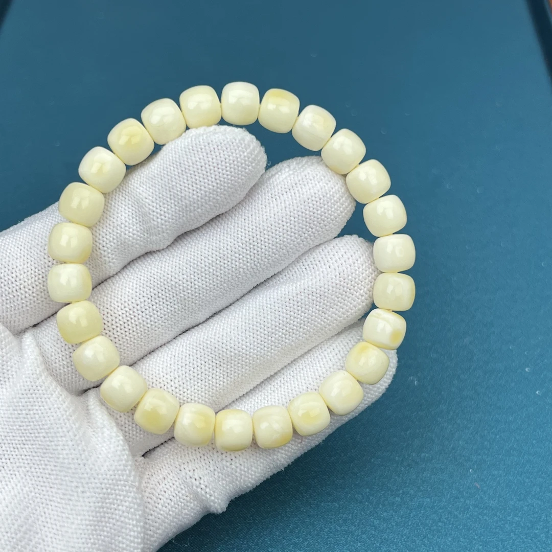 Y1427天然原矿蜜蜡 瓷白手串8*7mm 8.8克 80克价