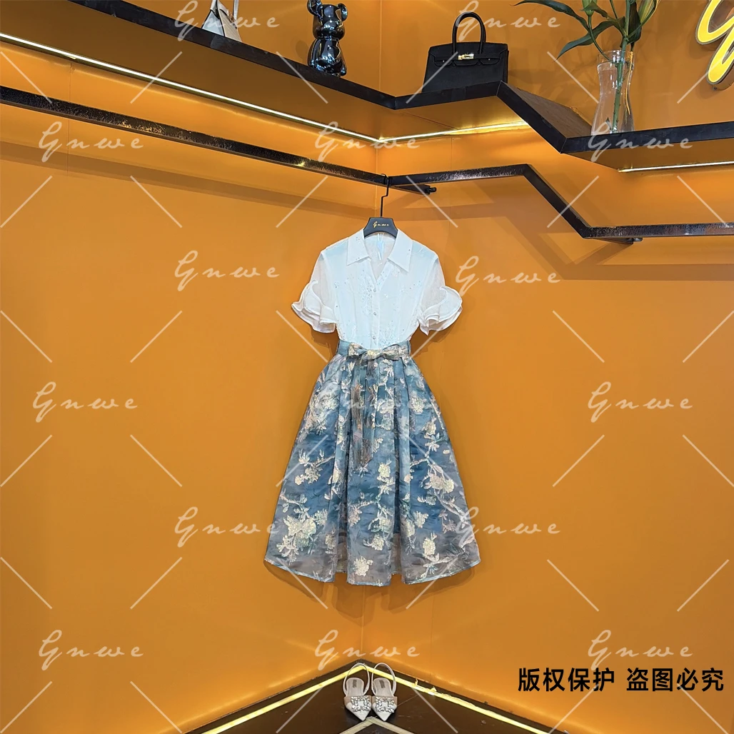 【私人订制】洋气显瘦法式复古时尚气质轻奢提花优雅连衣裙G6316