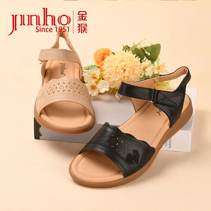 Jinho/【新款】金猴平底低帮休闲风露趾时装凉鞋女士U6825004A/E