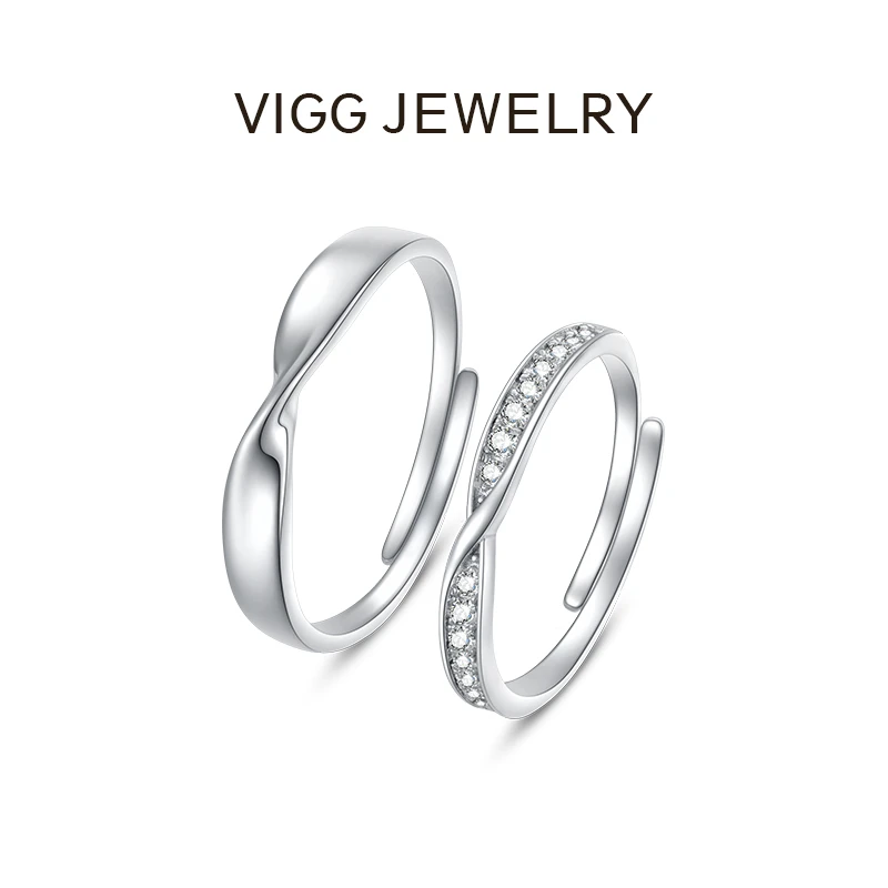 VIGG 925银合成锆石戒指 莫比乌斯环情侣对戒