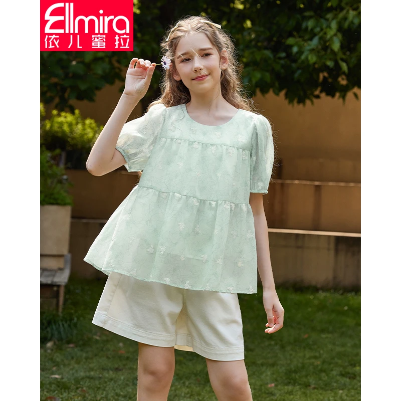 8446女童娃娃衫夏季小衫儿童上衣女2025新款洋气女孩中大童装薄款