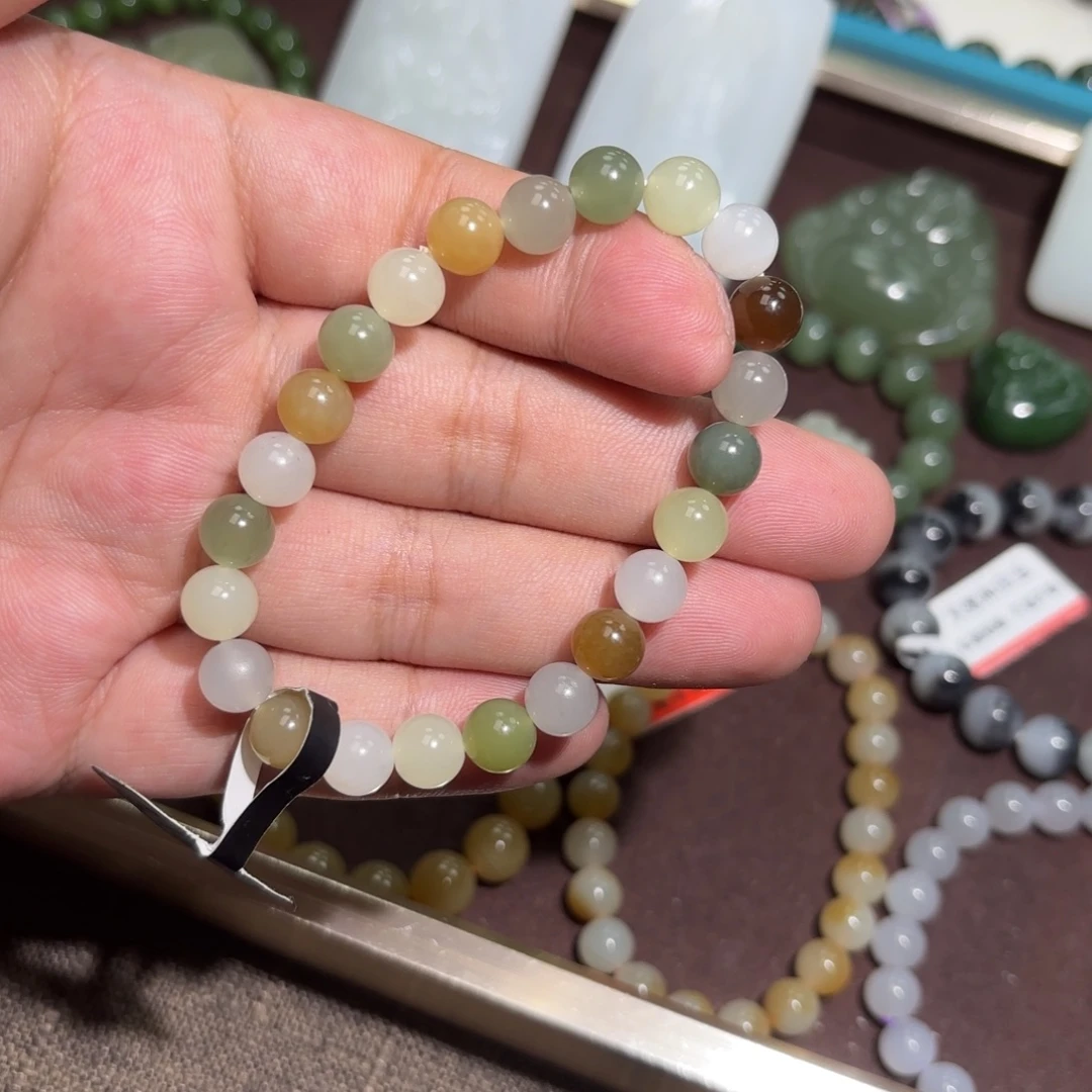 和田玉未镶嵌手串多宝8MM