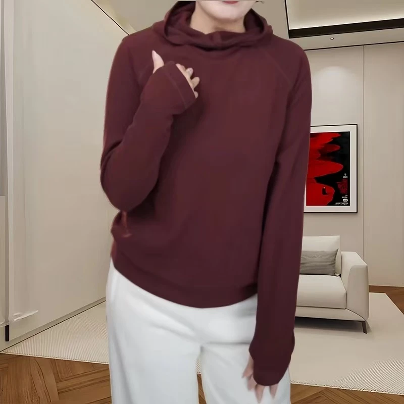 4842 纯色宽松显瘦套头连帽T恤卫衣