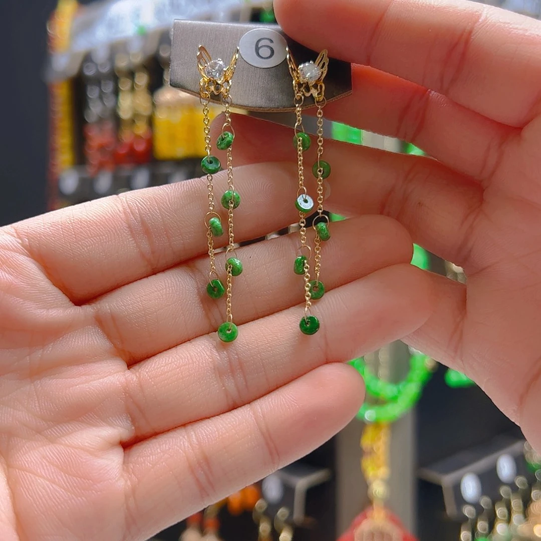 翡翠合金耳坠翡翠