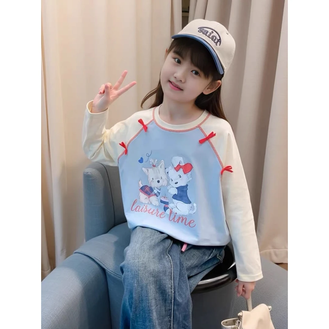 【现货】2025 小仙女时尚蝴蝶结狗狗印花打底衫 A383 D383 383 R