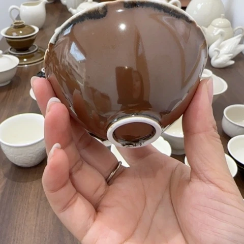 微瑕双釉花口杯不带礼盒