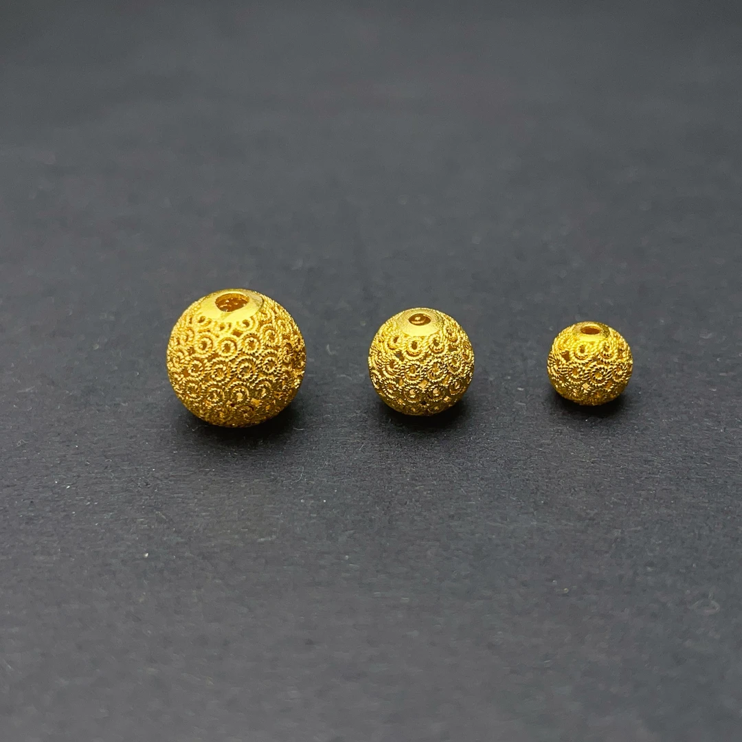 925银银制品 【萌宝饰品】B923金色拉丝球DIY 8-10mm手工时尚百搭