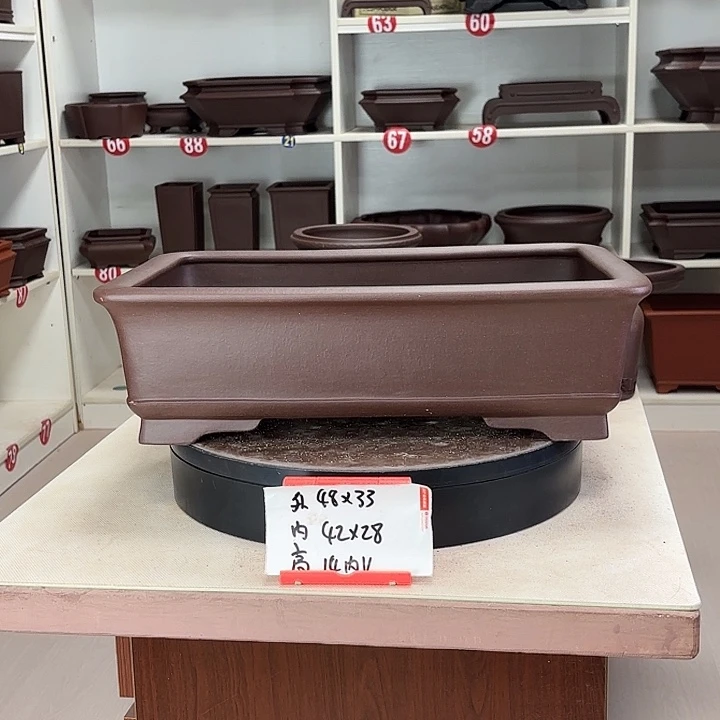 紫砂花盆下带长方大