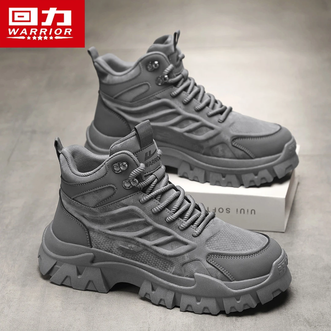 回力男鞋马丁靴秋冬季复古工作上班百搭皮鞋英伦风高帮男靴子休闲