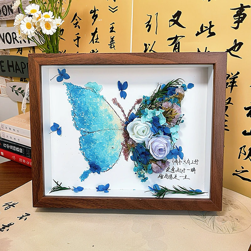 diy手工水晶干花蝴蝶相框摆件全套材料包送男女朋友创意生日礼物