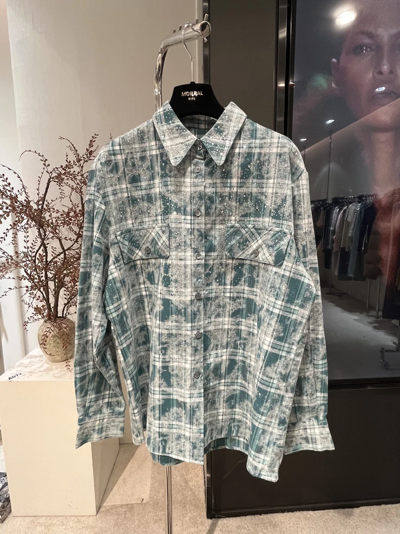 FH衬衣长袖牛仔格子衬衫格纹上衣春款时尚231