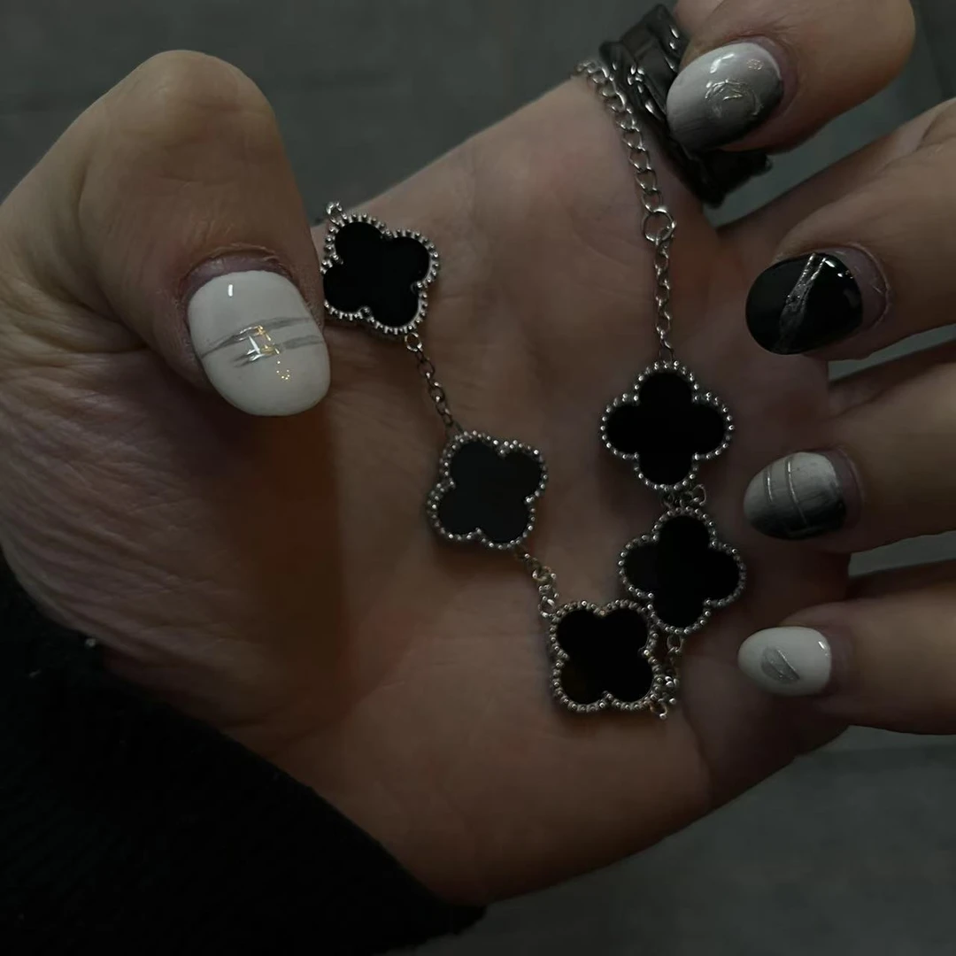 合金手链 【蛇年 花花世界 手链】花花银黑手链尚百搭复古古风