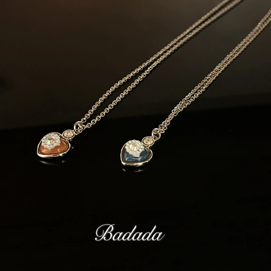 铜合金仿珍珠项链 【C8046】轻奢精致高定项链蓝粉爱心0006