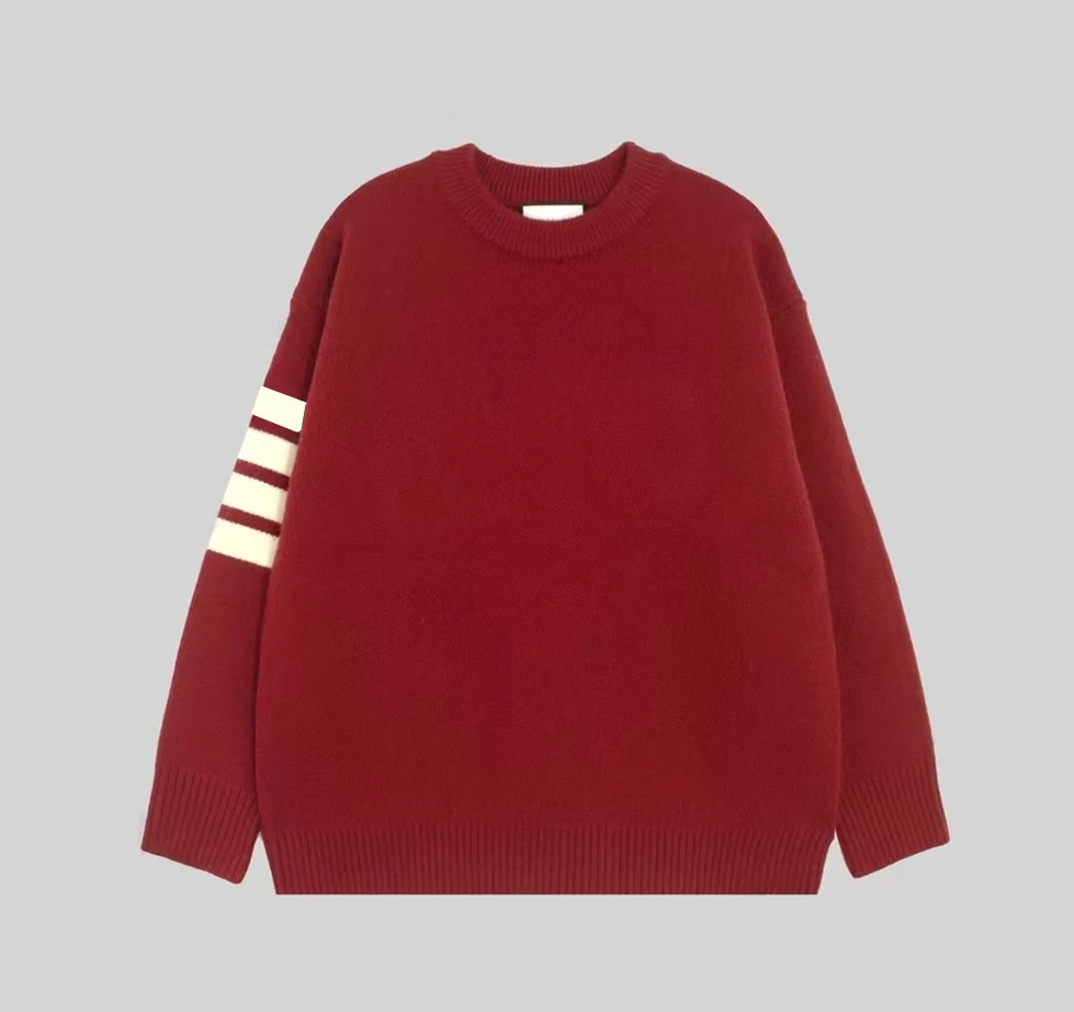 【T家】男女同款长袖秋冬情侣装加厚宽松圆领套头毛衣针织衫2511-1