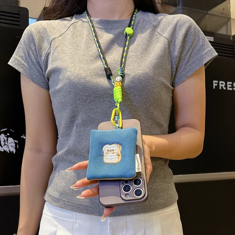 彩色多巴胺手机挂绳挂脖款可调节斜跨防丢手绳创意耳机包户外出行