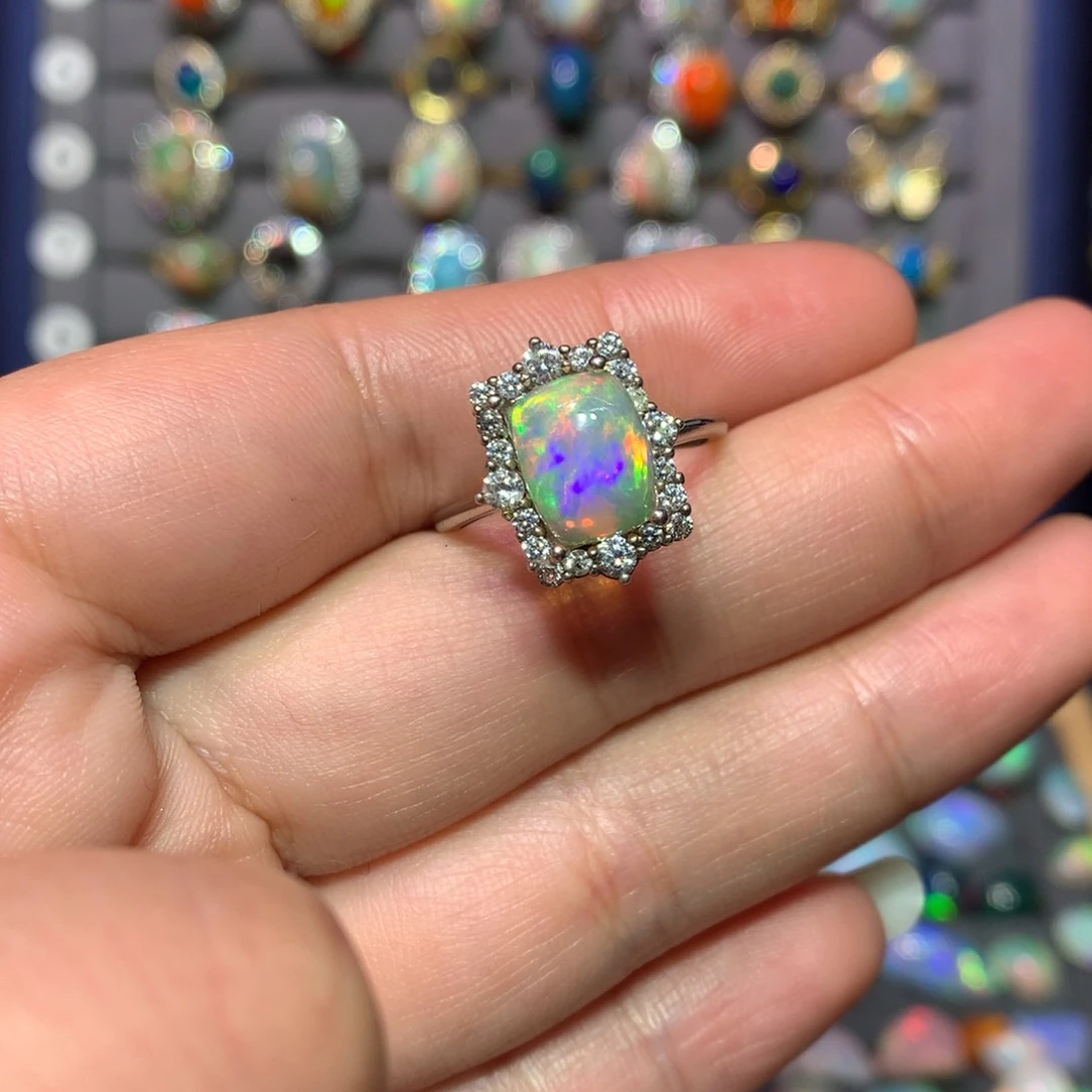 欧泊戒指款式银S925镶嵌