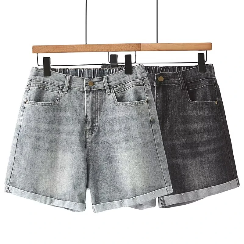 美格加110-200大码女裤夏季新款短裤高腰显瘦时尚休闲百搭软牛仔