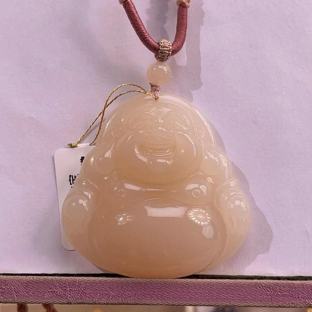 吊坠(不含链)未镶嵌和田玉心*藕粉红粉大佛