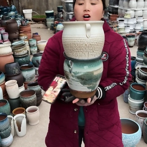 口18高21瑕疵盆子。