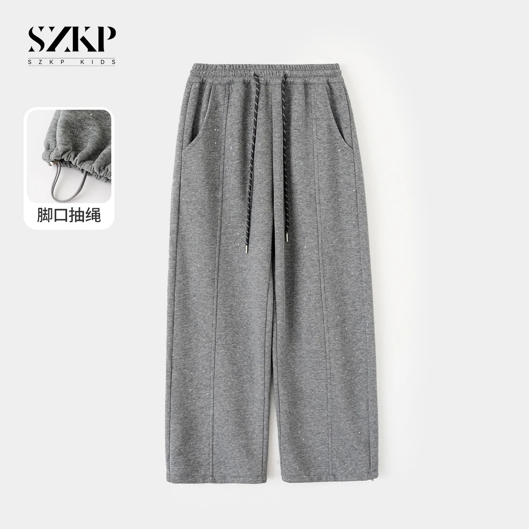 SZKP挺括宽松抽绳束脚裤女童秋装中大童儿童洋气简约百搭休闲裤