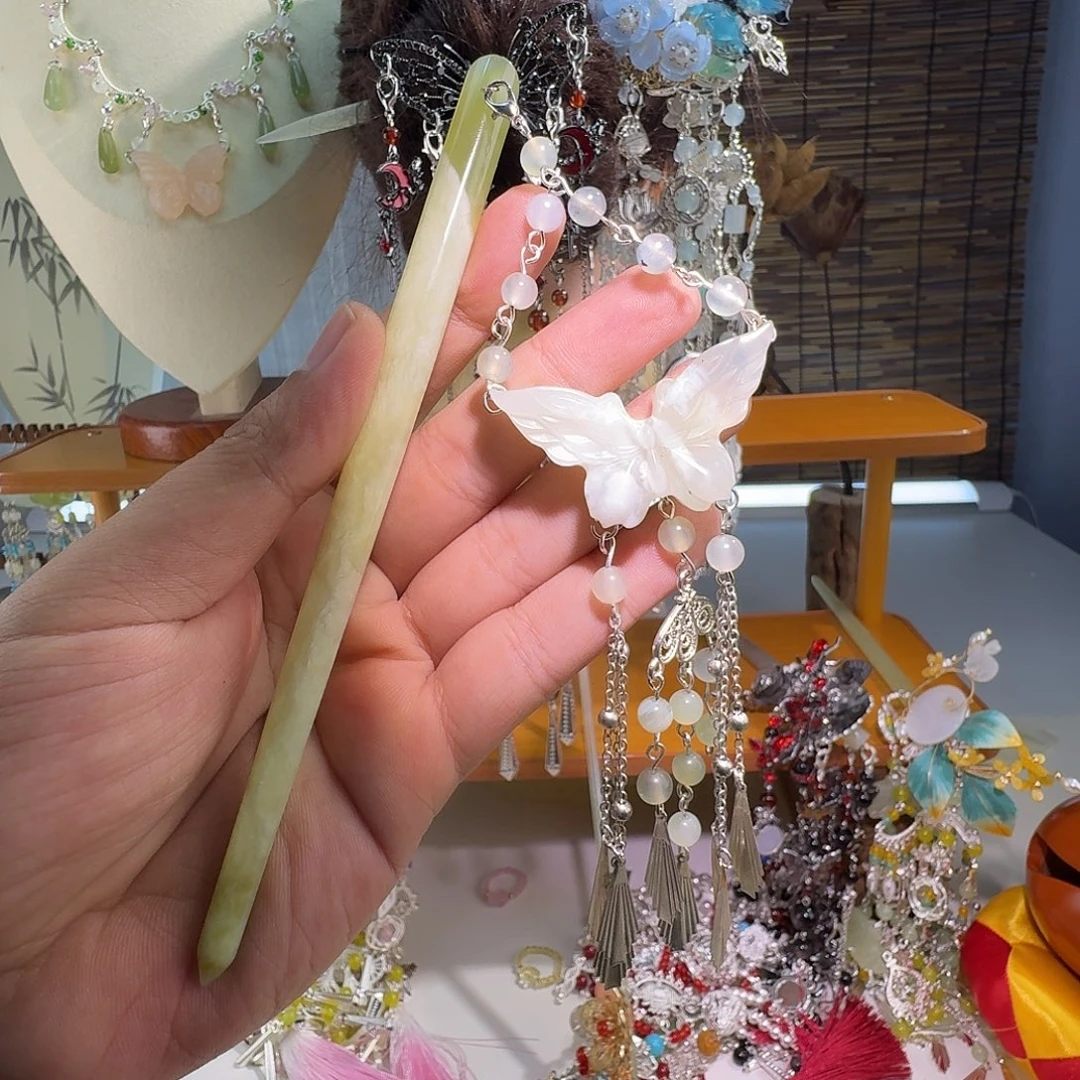 蛇纹石玉合金发饰