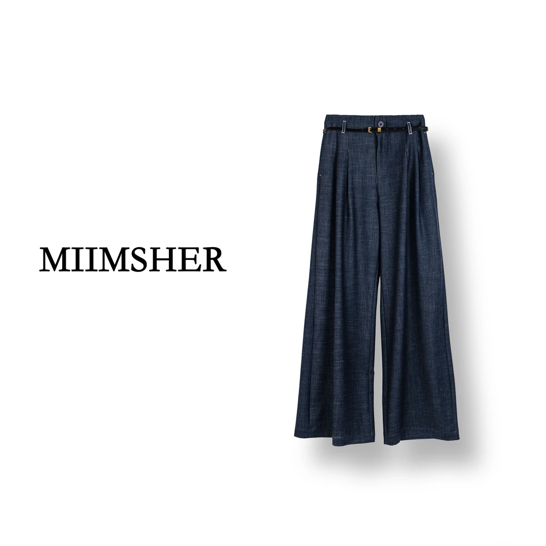 25早春新款简约修身西装裤女士高腰直通阔腿垂感十足休闲裤W85013