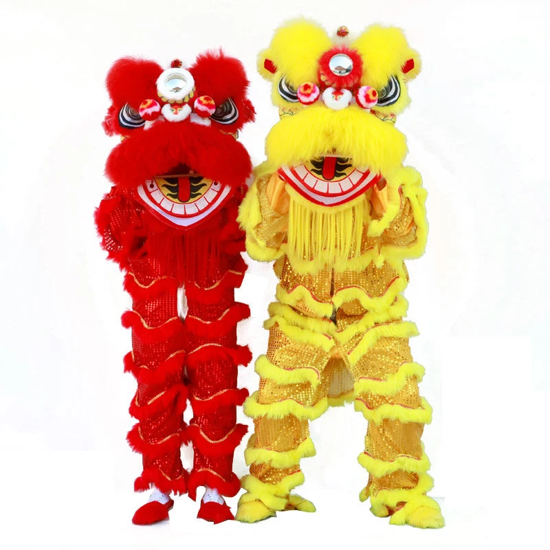 【新款】单人羊毛舞狮道具表演服装南狮醒狮头小狮子头成人舞狮子