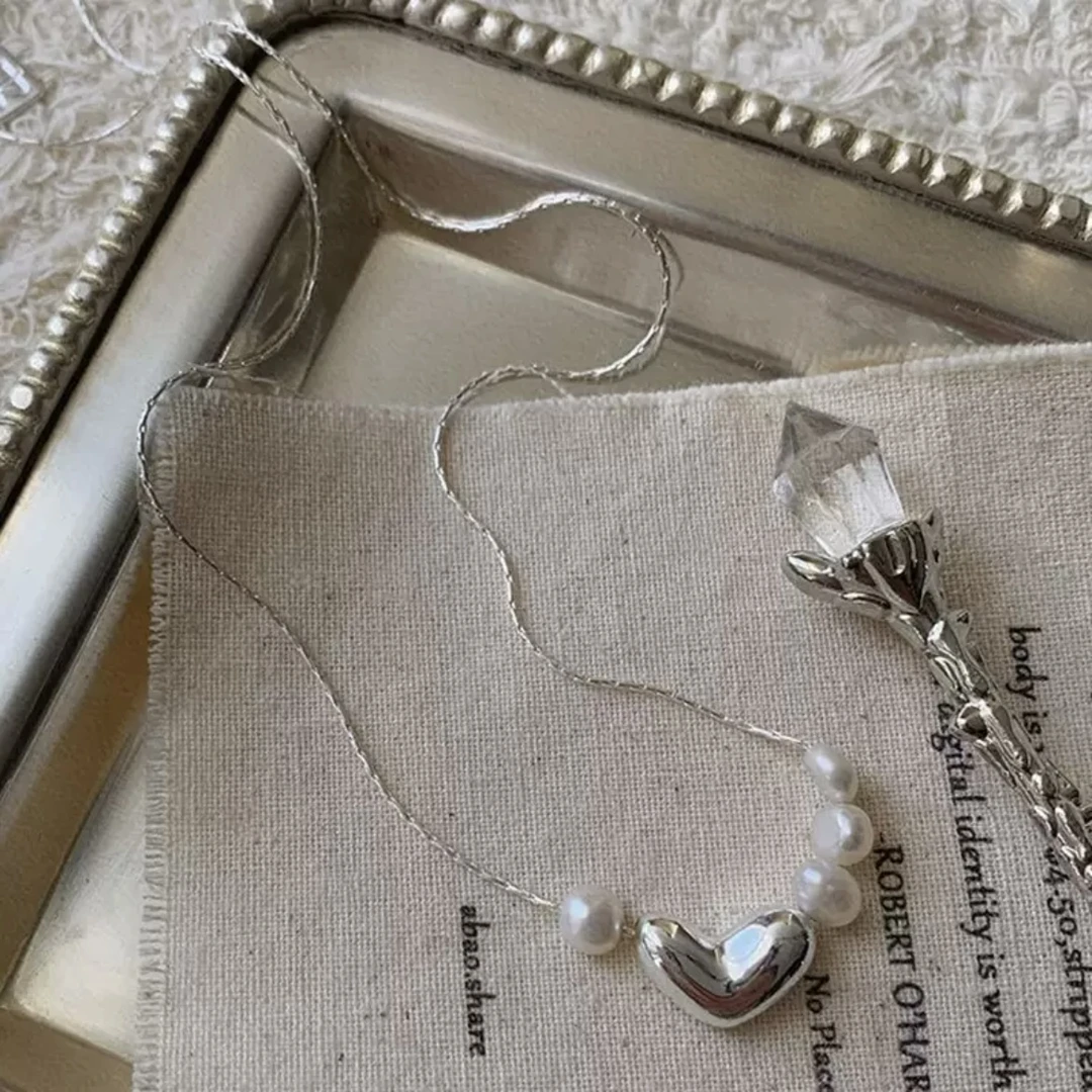 不规则扁豆爱心项链