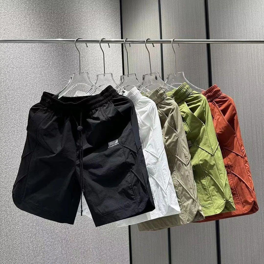 2025年夏季透气百搭直筒潮男新款纯色夏天百搭松紧腰五分休闲短裤