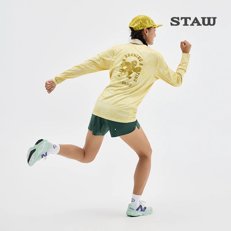 STAW世拓主题印花“SOSO”跑步长袖T恤男抗菌训练运动IP速干衣女T