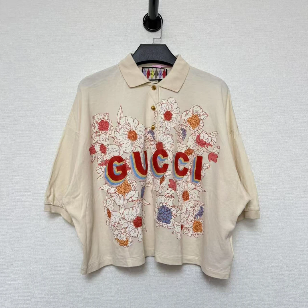 全新未使用 GUCCI/古驰 花卉字母刺绣短袖/XS