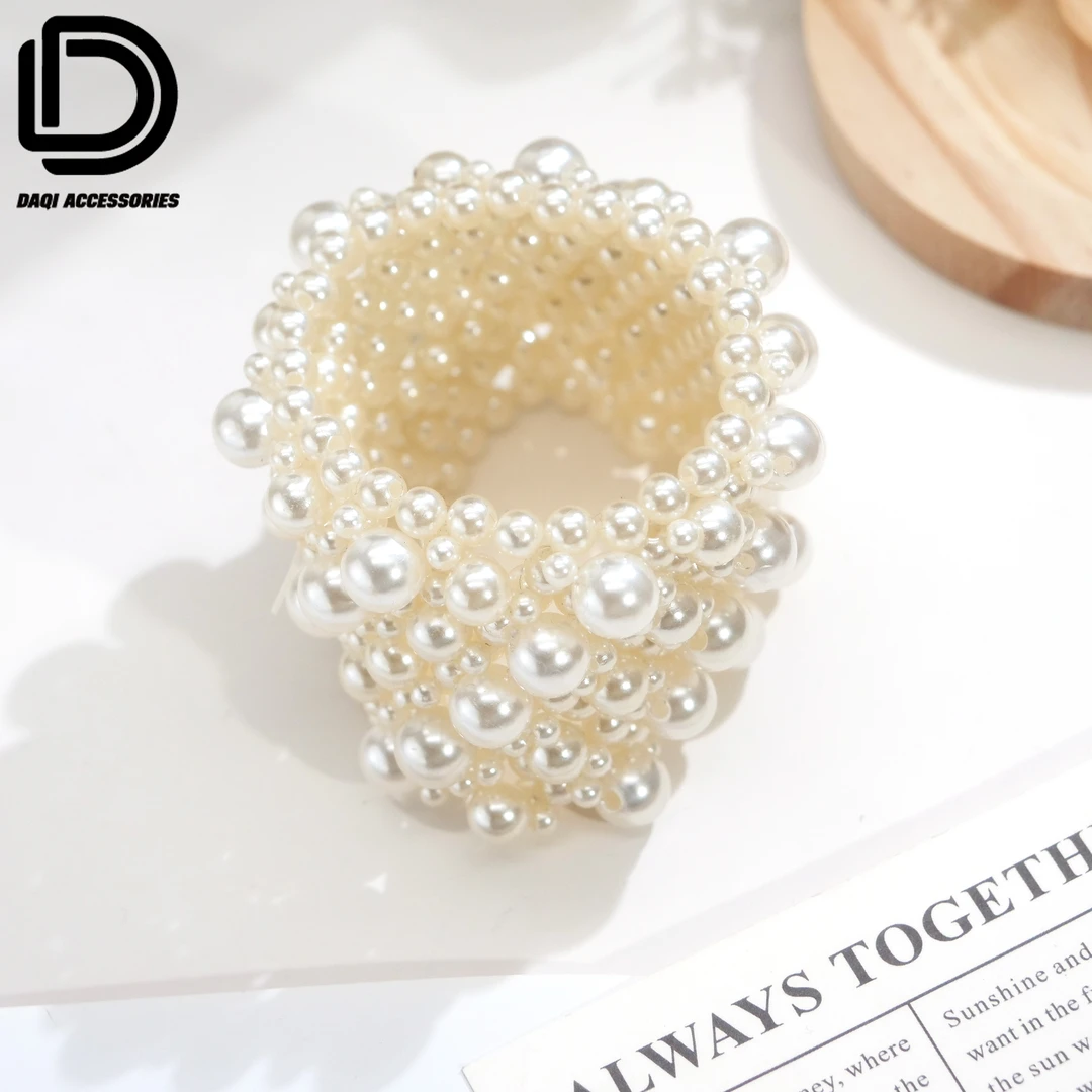 非金属仿珍珠手镯 05793欧美气质时尚多层大小白珠珠个性手镯