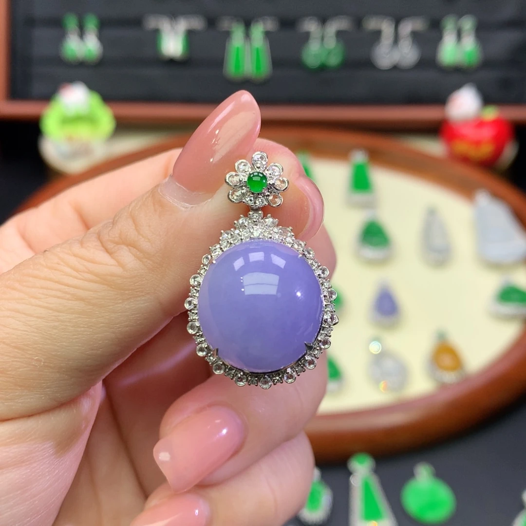 翡翠18K金镶嵌吊坠(不含链)