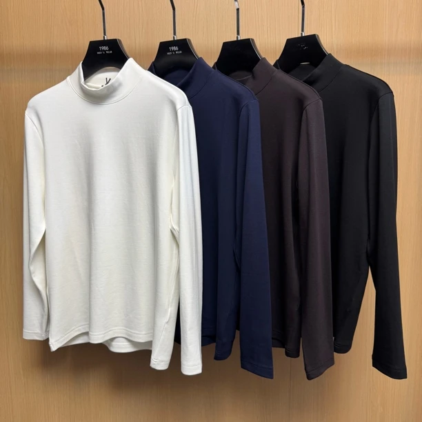 【爵派尔磨毛寸领】JL593男士冬季休闲百搭净版半高领加绒打底长袖