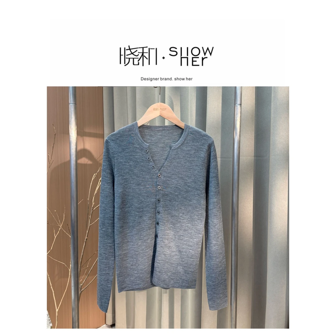 SHOW HER【深沫】25秋冬‘’100羊M''毛针织衫宽松型针织秋季长袖纯色